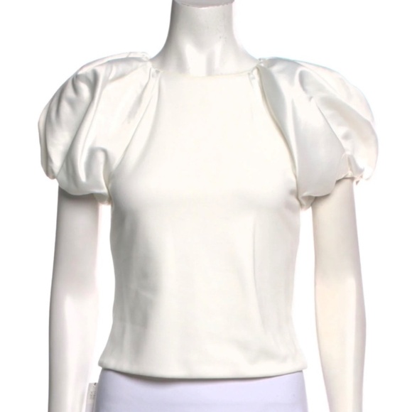 Alice + Olivia Women's White Puffy Sleeve Top Size S. - Picture 7 of 8